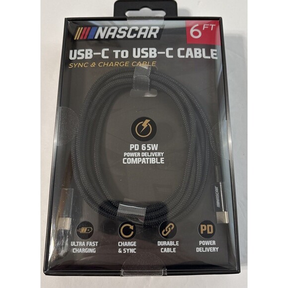 Nascar 6ft USB-C to USB-C Charging Cable Cord. New - Picture 1 of 3